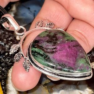 Anyolite Ruby Red Zoisite Pendant 2 1/2”